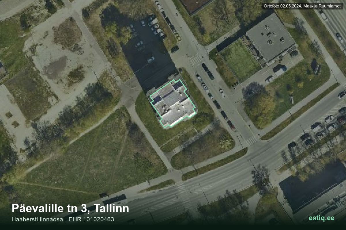 Päevalille tänav 3, Tallinn – hoone aerofoto, kontuur ehitisregistri (EHR) andmetest