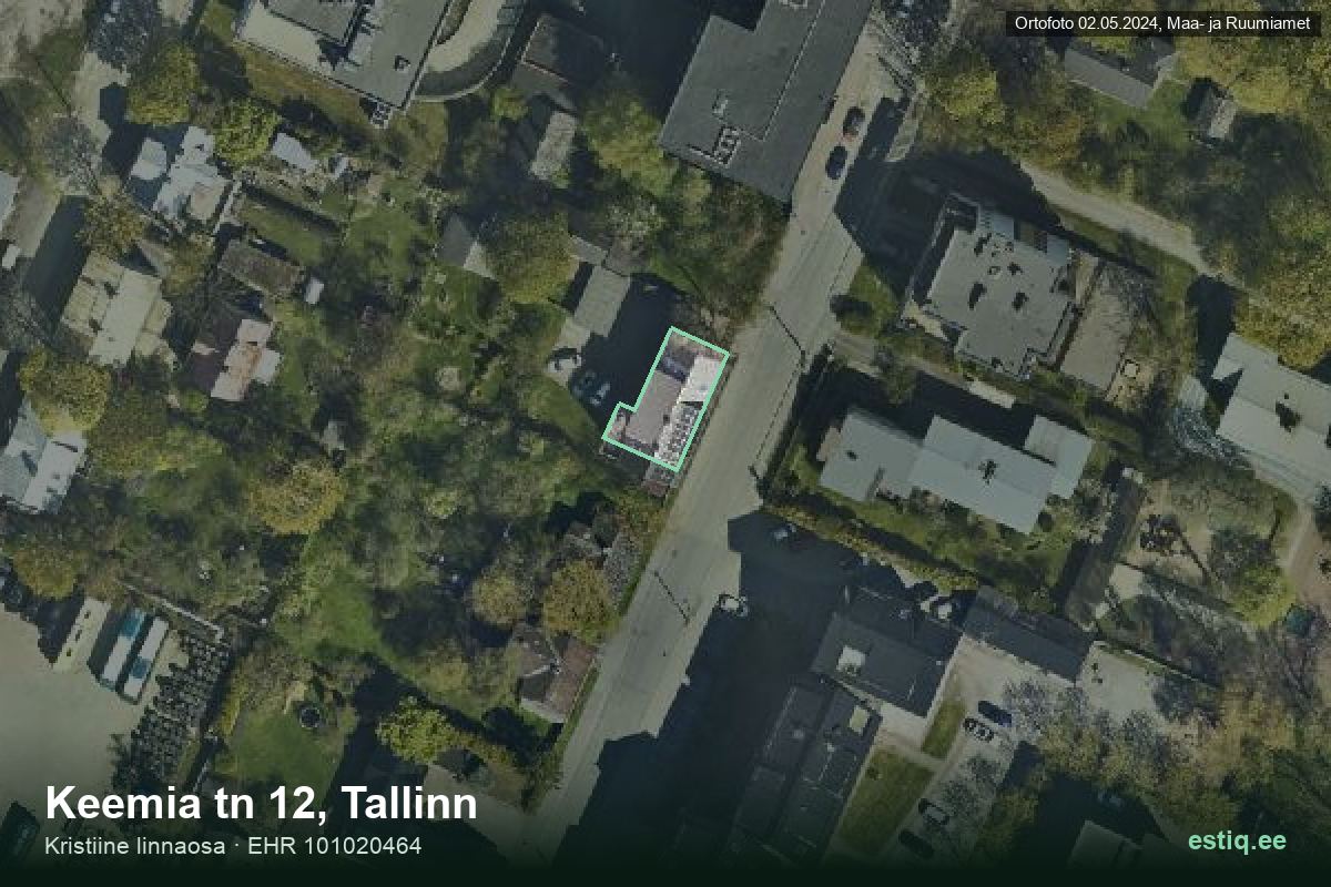 Keemia tänav 12, Tallinn – аэрофото дома, контур по данным регистра строений (EHR)