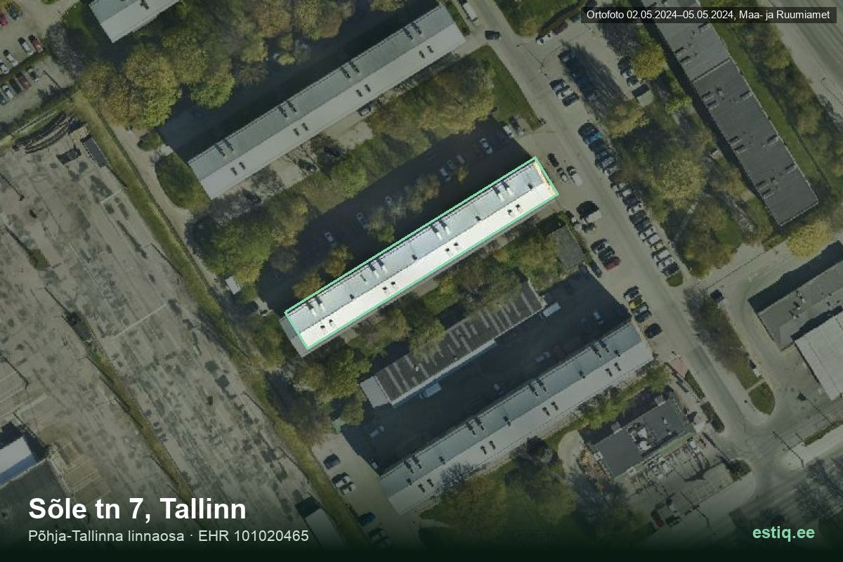 Sõle tänav 7, Tallinn – hoone aerofoto, kontuur ehitisregistri (EHR) andmetest