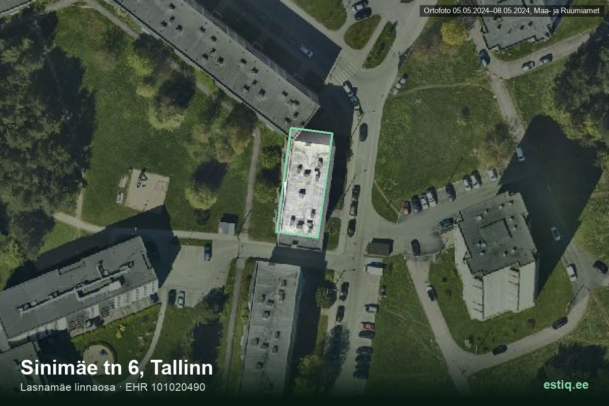 Sinimäe tänav 6, Tallinn – ilmakuva rakennuksesta, ääriviiva rakennusrekisteristä (EHR)