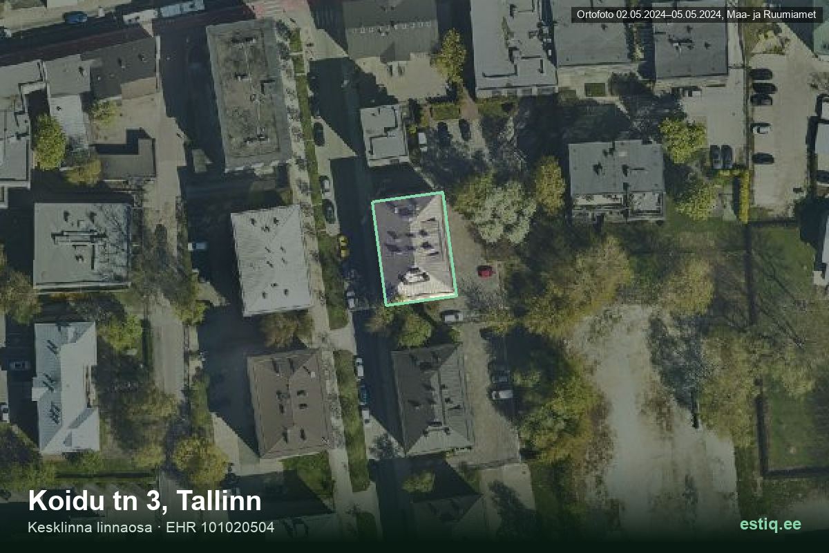 Koidu tänav 3, Tallinn – aerial photo of the building, outline from the Building Register (EHR)