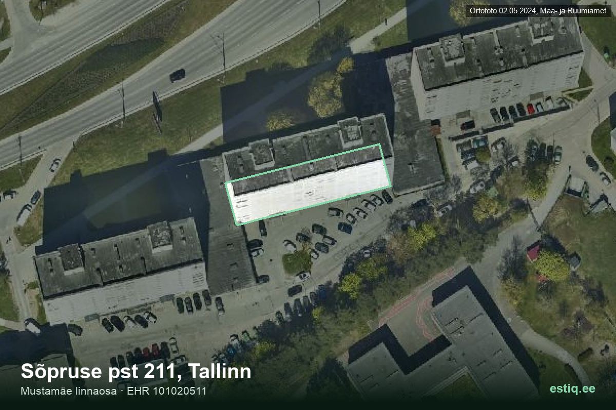 Sõpruse pst 211, Tallinn – aerial photo of the building, outline from the Building Register (EHR)