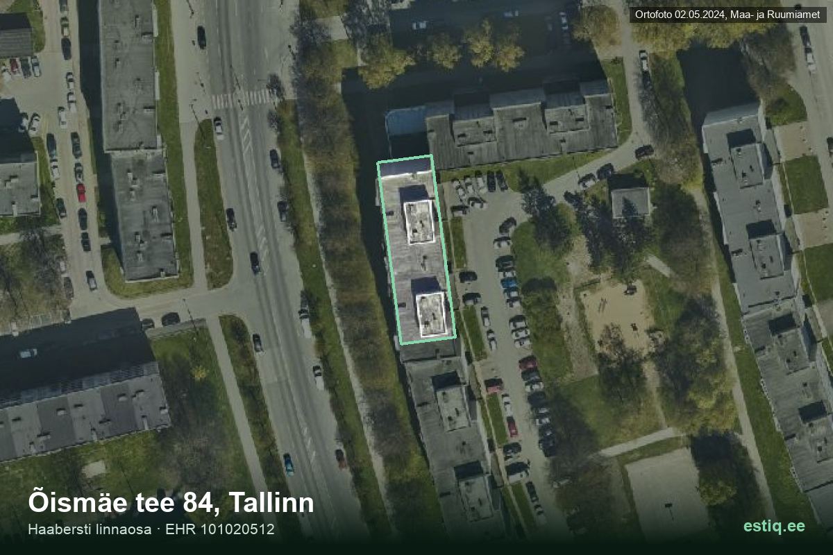Õismäe tee 84, Tallinn – hoone aerofoto, kontuur ehitisregistri (EHR) andmetest