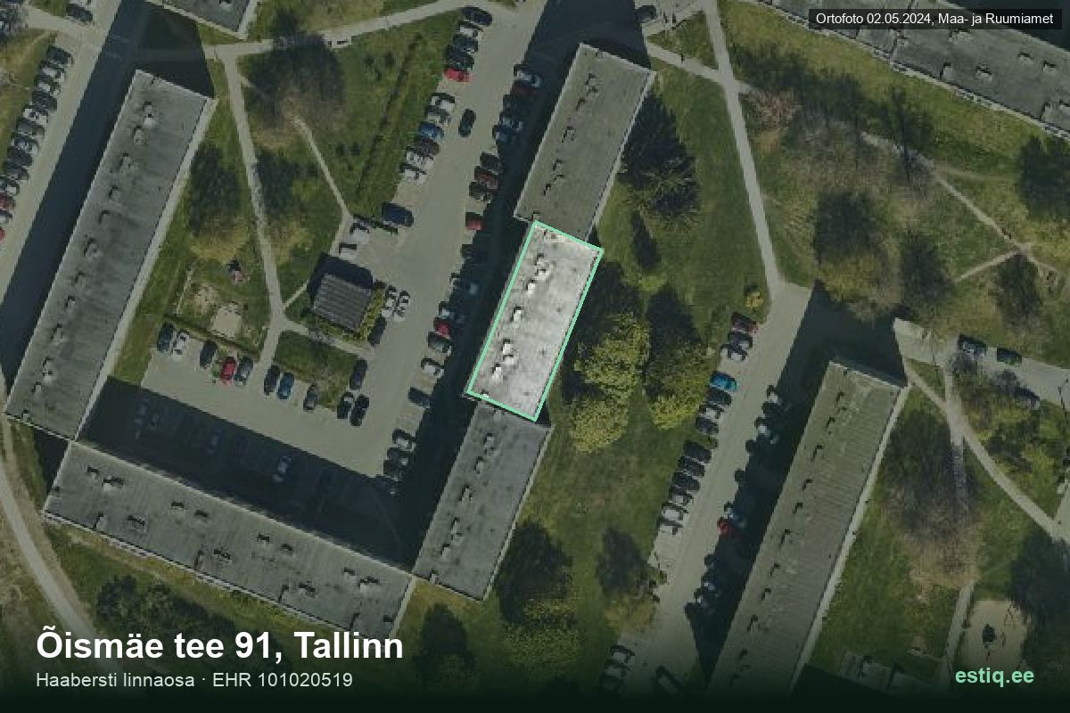 Õismäe tee 91, Tallinn – ilmakuva rakennuksesta, ääriviiva rakennusrekisteristä (EHR)