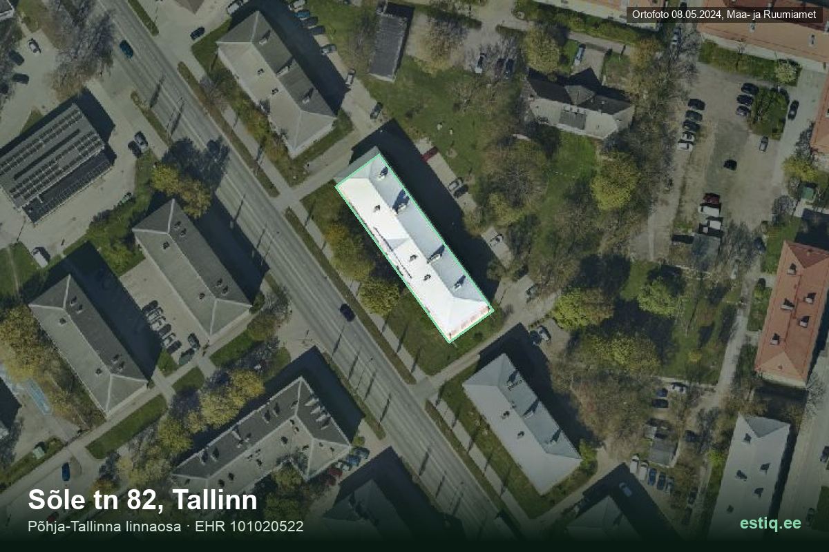 Sõle tänav 82, Tallinn – ilmakuva rakennuksesta, ääriviiva rakennusrekisteristä (EHR)
