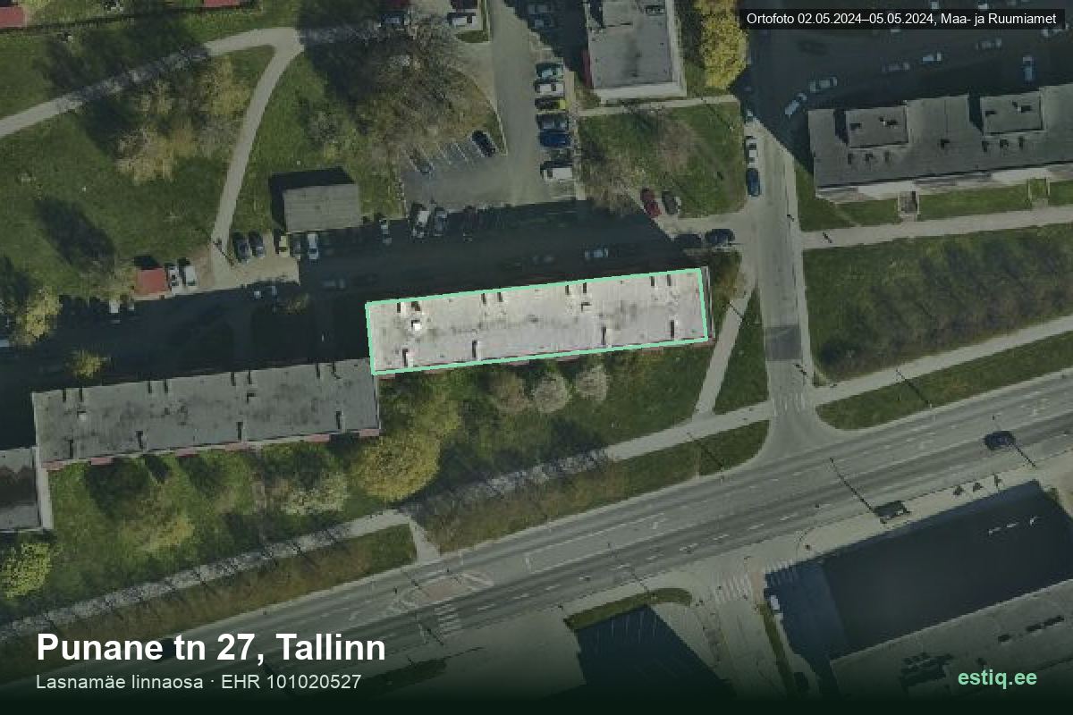 Punane tänav 27, Tallinn – hoone aerofoto, kontuur ehitisregistri (EHR) andmetest