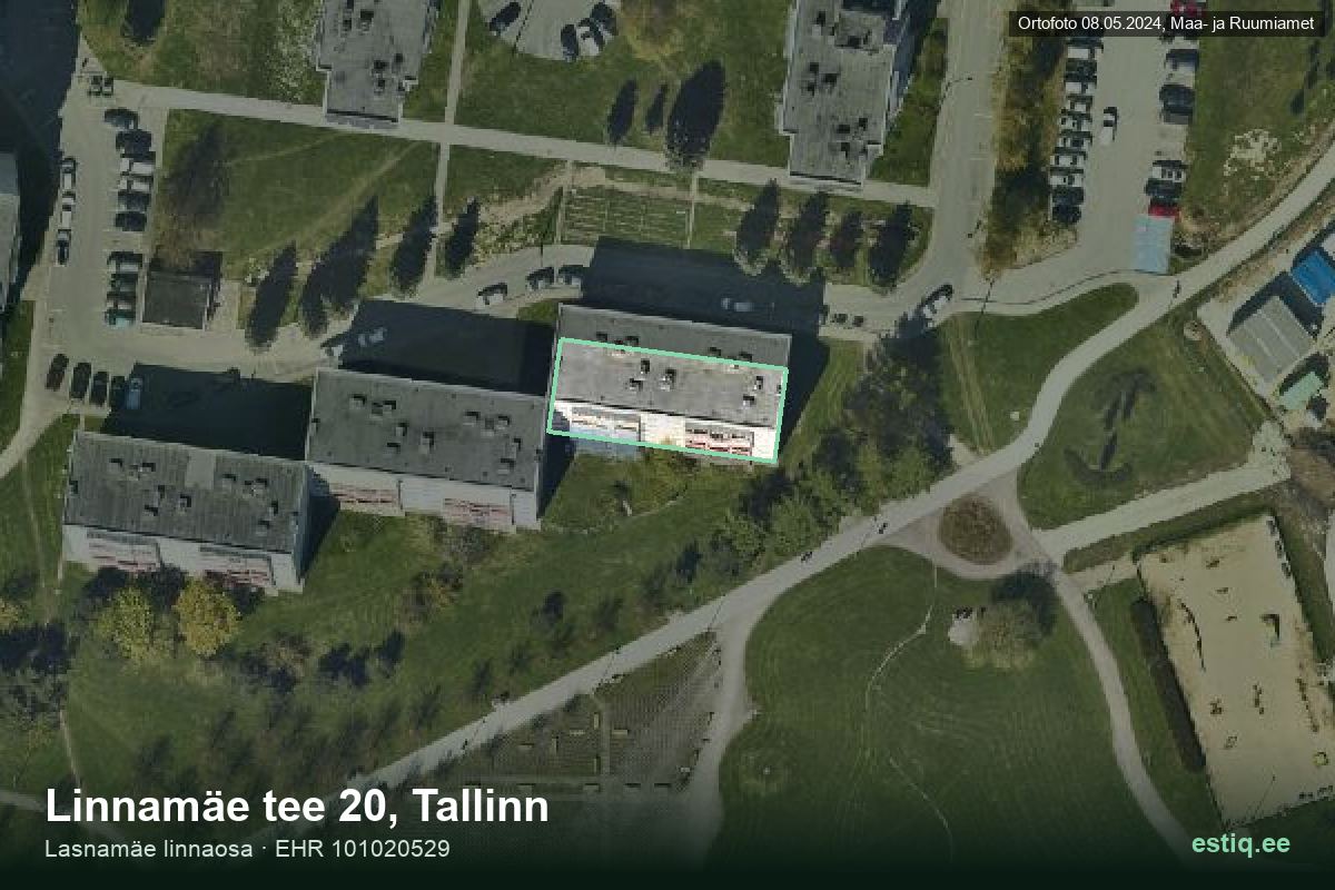 Linnamäe tee 20, Tallinn – hoone aerofoto, kontuur ehitisregistri (EHR) andmetest