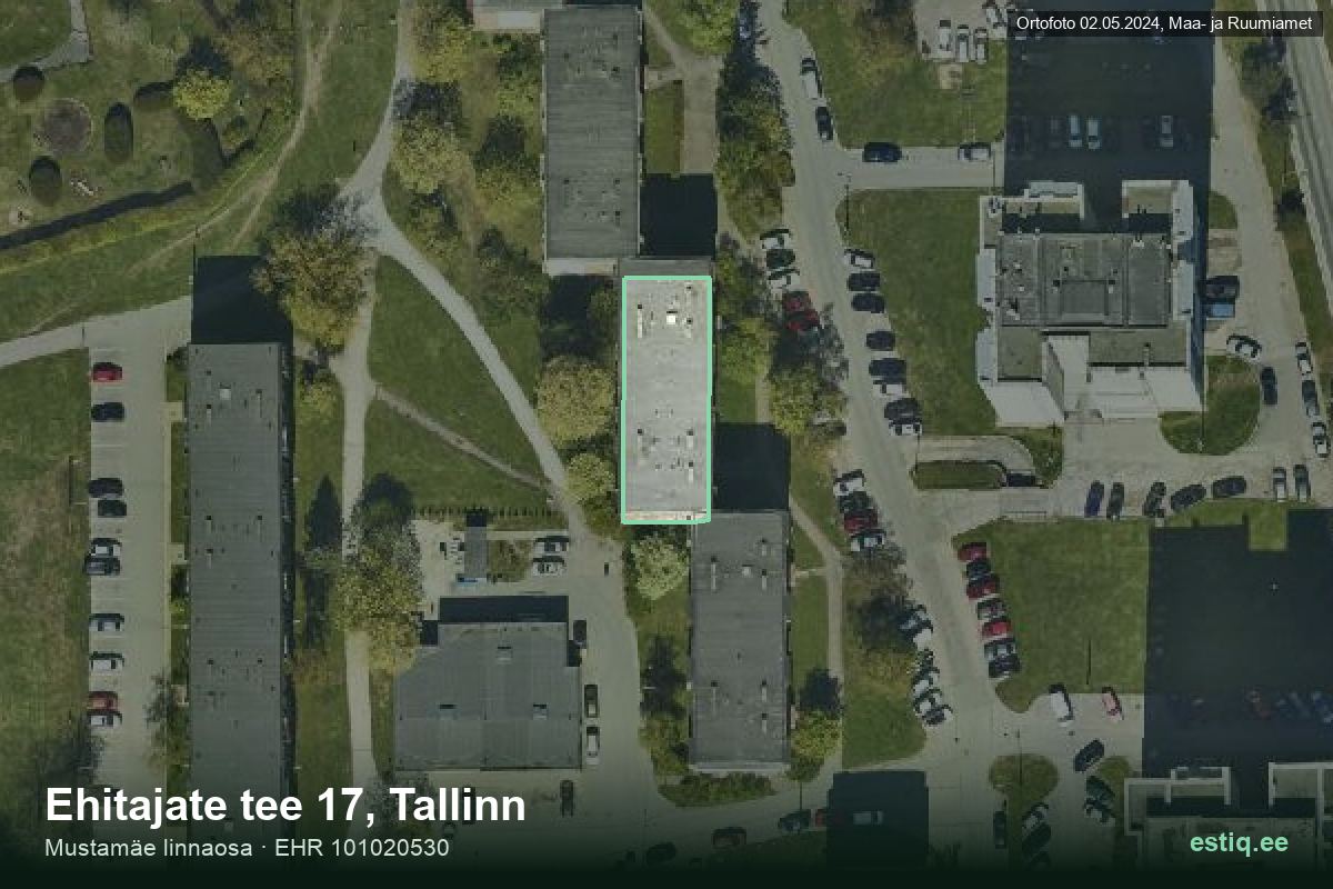 Ehitajate tee 17, Tallinn – hoone aerofoto, kontuur ehitisregistri (EHR) andmetest