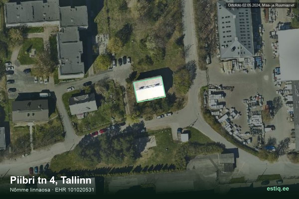 Piibri tänav 4, Tallinn – hoone aerofoto, kontuur ehitisregistri (EHR) andmetest