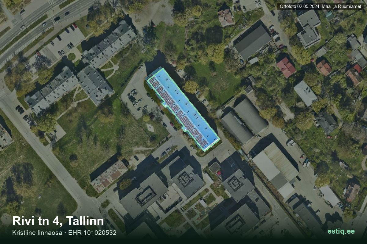 Rivi tänav 4, Tallinn – hoone aerofoto, kontuur ehitisregistri (EHR) andmetest