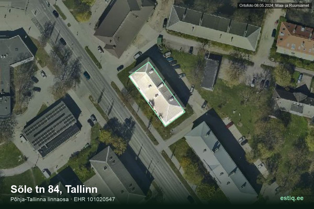 Sõle tänav 84, Tallinn – hoone aerofoto, kontuur ehitisregistri (EHR) andmetest