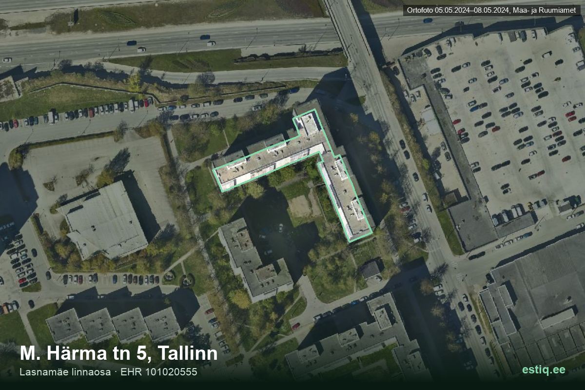 M. Härma tänav 5, Tallinn – hoone aerofoto, kontuur ehitisregistri (EHR) andmetest