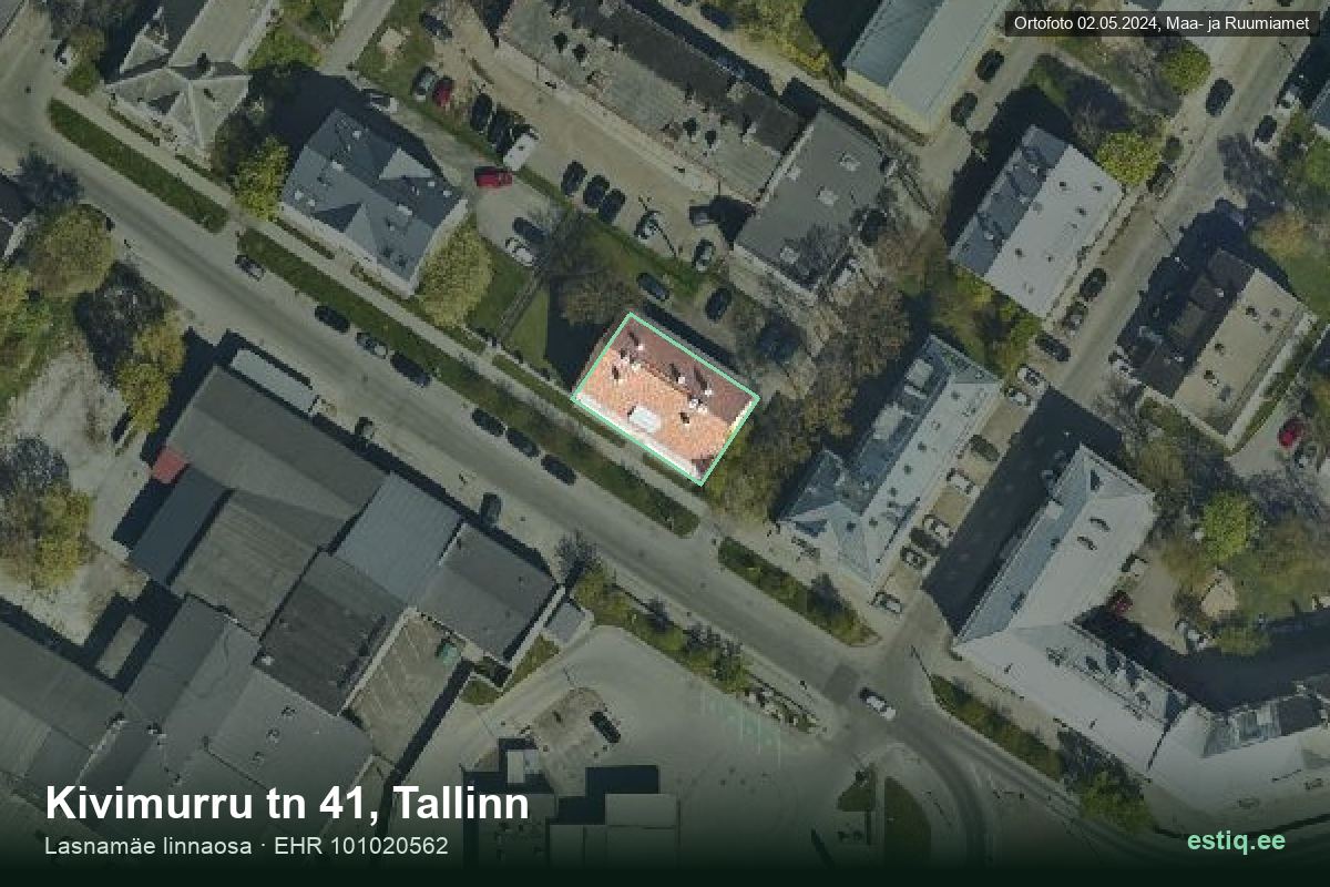 Kivimurru tänav 41, Tallinn – aerial photo of the building, outline from the Building Register (EHR)