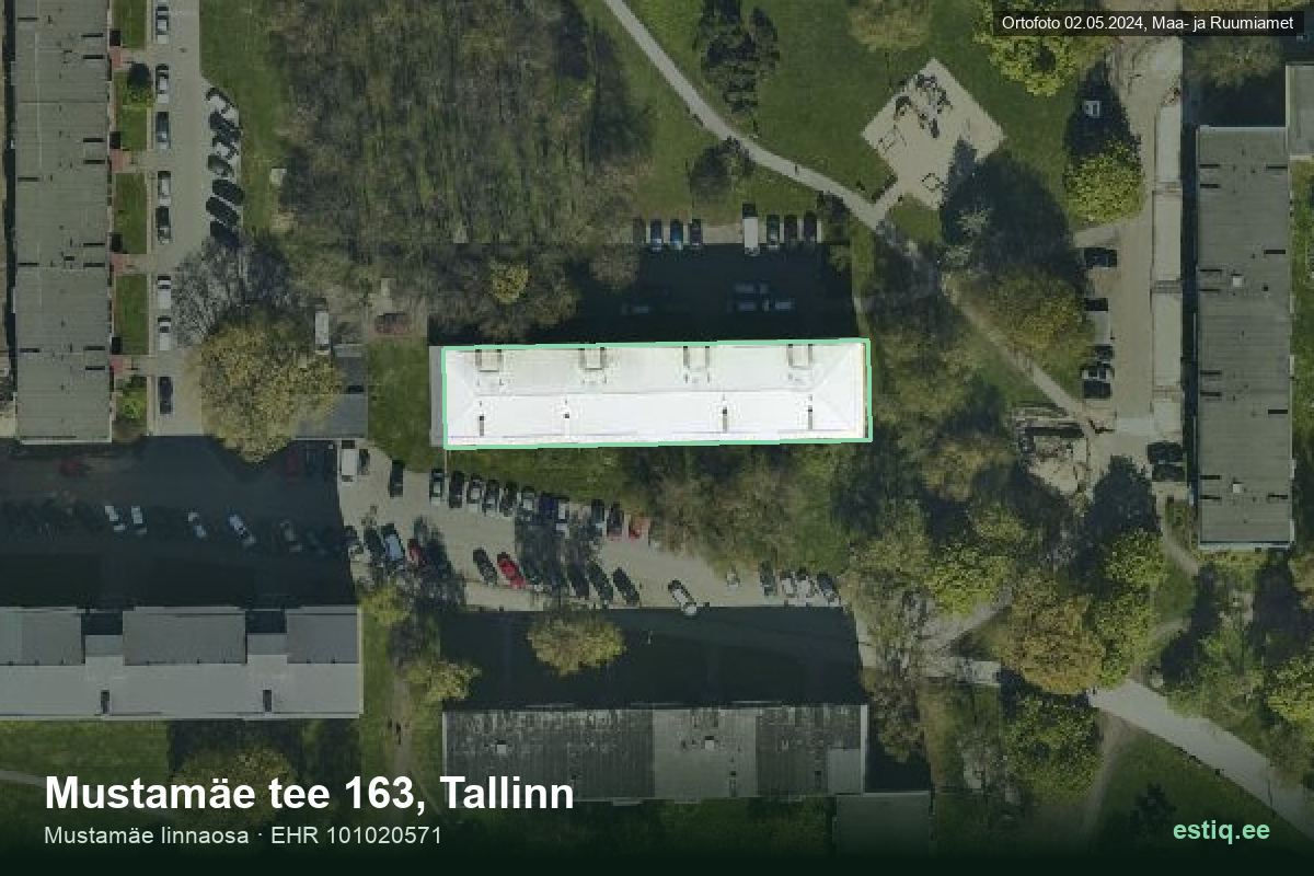 Mustamäe tee 163, Tallinn – hoone aerofoto, kontuur ehitisregistri (EHR) andmetest