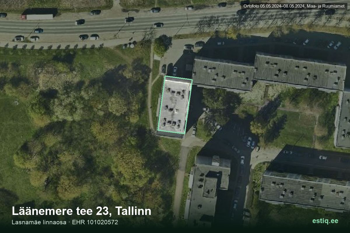 Läänemere tee 23, Tallinn – hoone aerofoto, kontuur ehitisregistri (EHR) andmetest