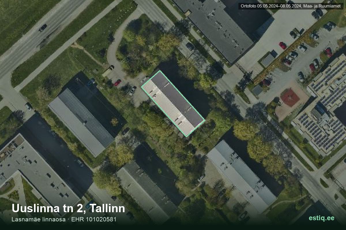Uuslinna tänav 2, Tallinn – aerial photo of the building, outline from the Building Register (EHR)