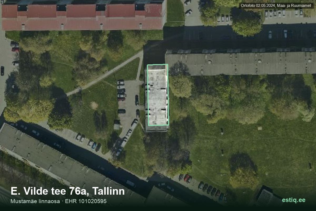 E. Vilde tee 76a, Tallinn – hoone aerofoto, kontuur ehitisregistri (EHR) andmetest