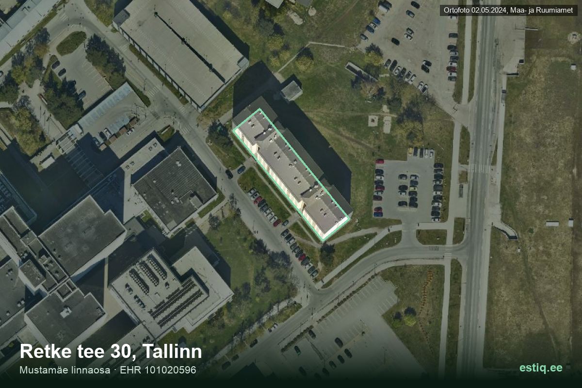 Retke tee 30, Tallinn – hoone aerofoto, kontuur ehitisregistri (EHR) andmetest