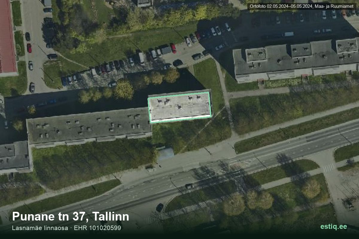 Punane tänav 37, Tallinn – hoone aerofoto, kontuur ehitisregistri (EHR) andmetest
