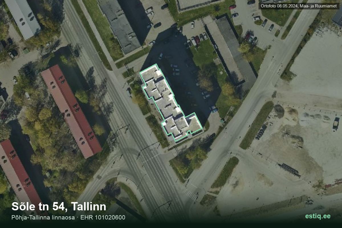 Sõle tänav 54, Tallinn – hoone aerofoto, kontuur ehitisregistri (EHR) andmetest