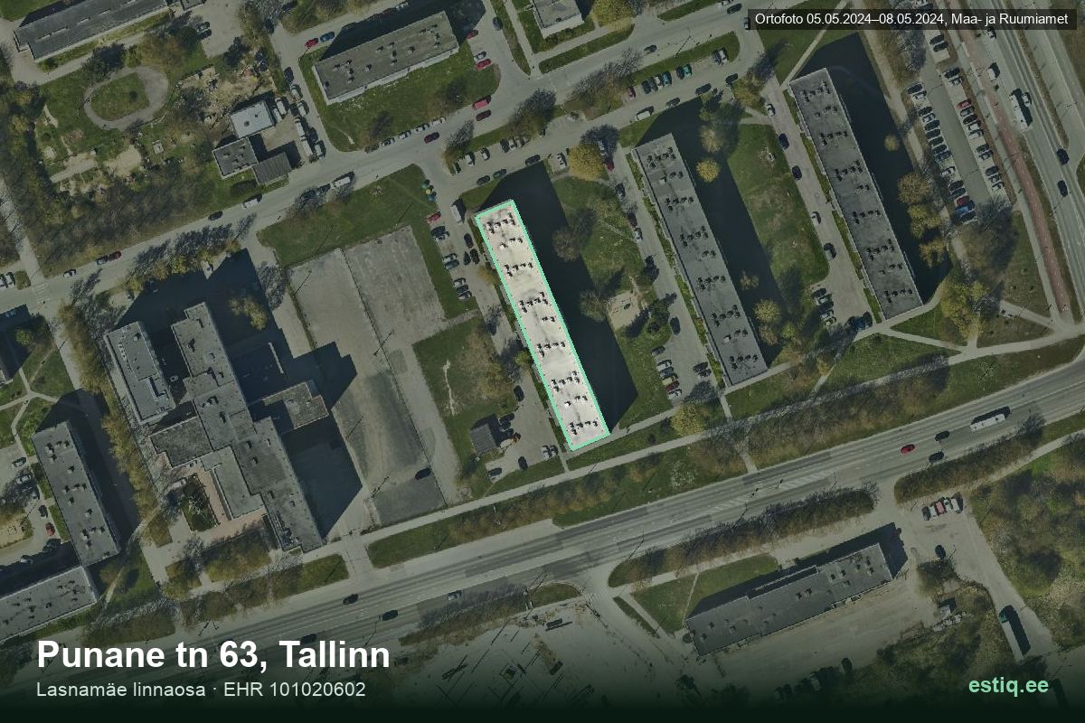 Punane tänav 63, Tallinn – hoone aerofoto, kontuur ehitisregistri (EHR) andmetest
