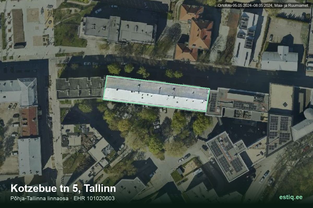 Kotzebue tänav 5, Tallinn – ilmakuva rakennuksesta, ääriviiva rakennusrekisteristä (EHR)