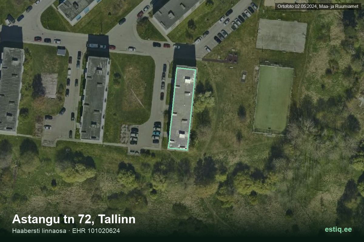 Astangu tänav 72, Tallinn – hoone aerofoto, kontuur ehitisregistri (EHR) andmetest