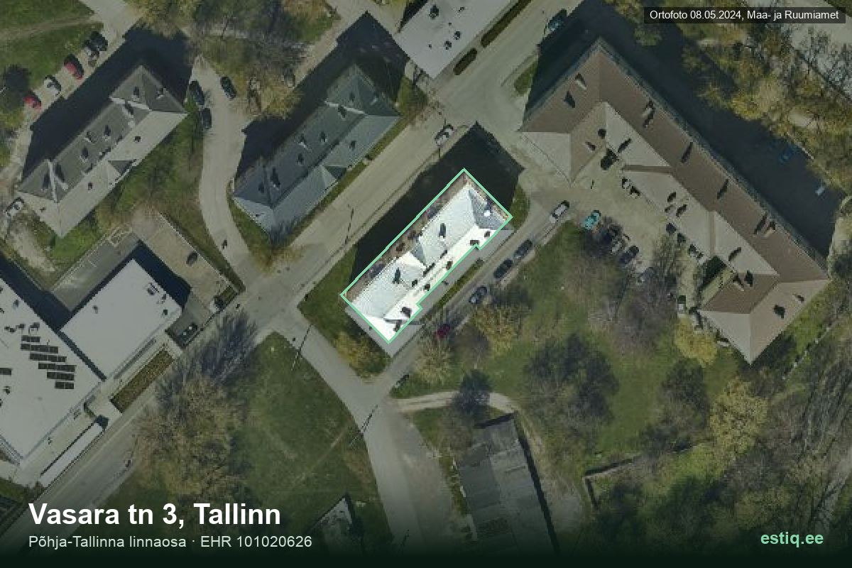 Vasara tänav 3, Tallinn – aerial photo of the building, outline from the Building Register (EHR)