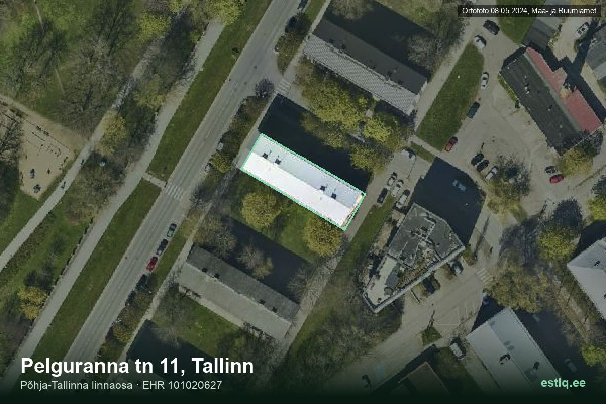 Pelguranna tänav 11, Tallinn – hoone aerofoto, kontuur ehitisregistri (EHR) andmetest