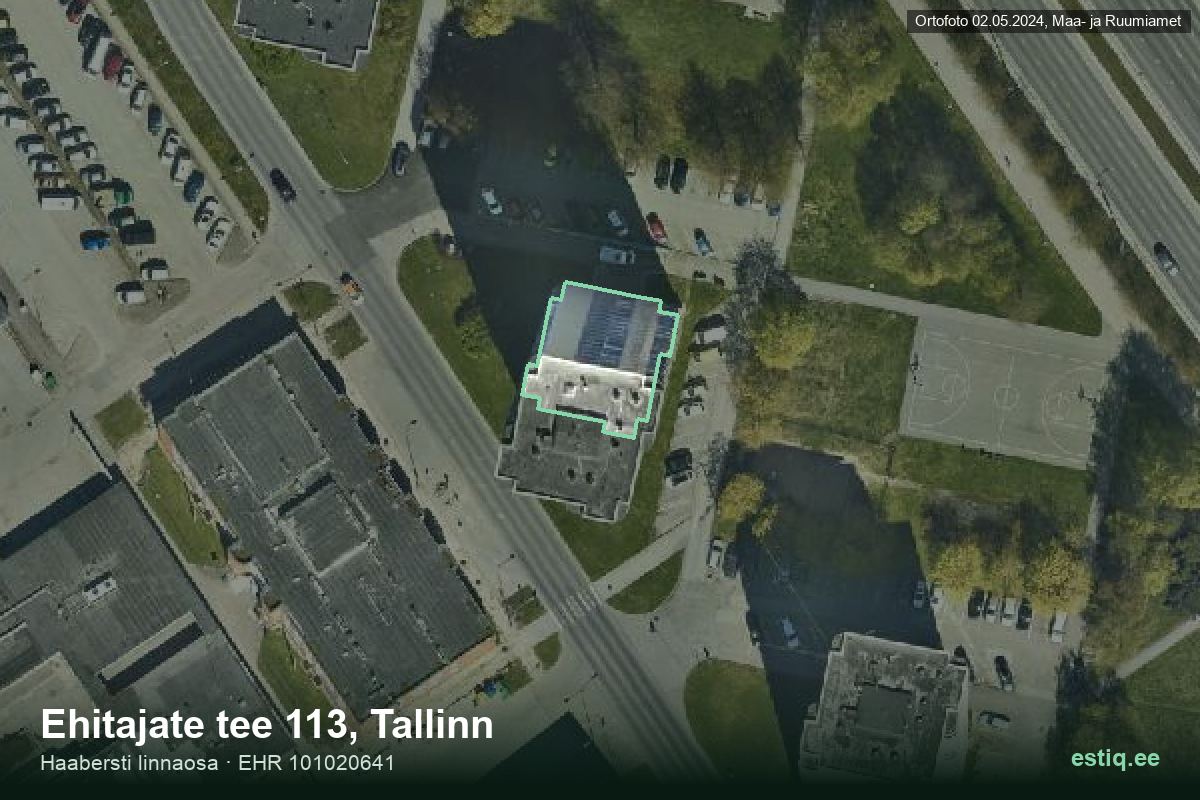 Ehitajate tee 113, Tallinn – hoone aerofoto, kontuur ehitisregistri (EHR) andmetest
