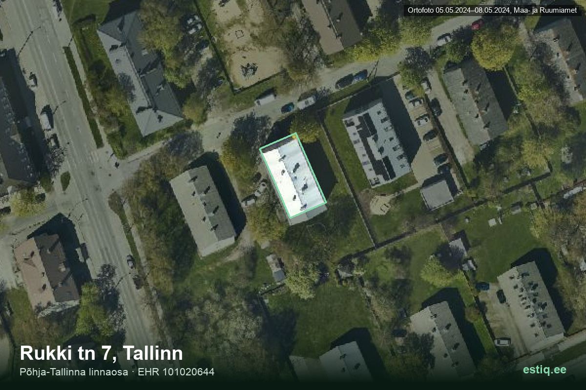 Rukki tänav 7, Tallinn – hoone aerofoto, kontuur ehitisregistri (EHR) andmetest