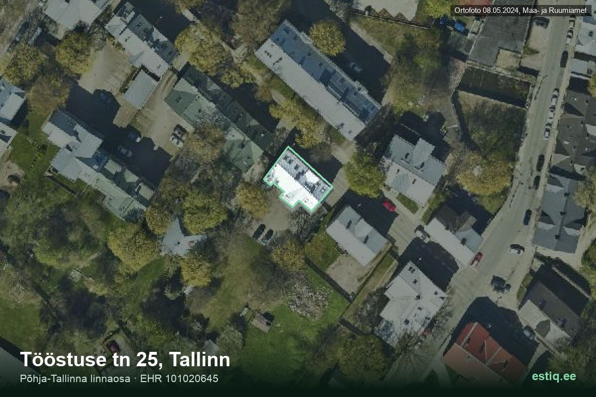 Tööstuse tänav 25, Tallinn – hoone aerofoto, kontuur ehitisregistri (EHR) andmetest