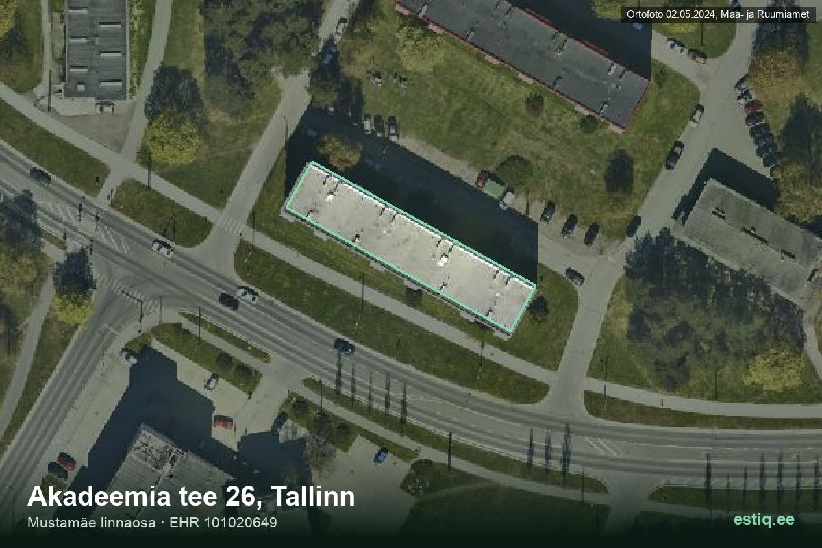 Akadeemia tee 26, Tallinn – hoone aerofoto, kontuur ehitisregistri (EHR) andmetest