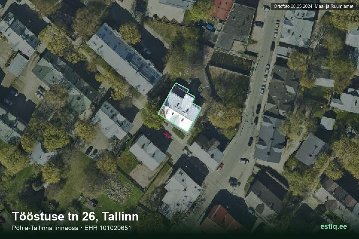 Tööstuse tänav 26, Tallinn – hoone aerofoto, kontuur ehitisregistri (EHR) andmetest