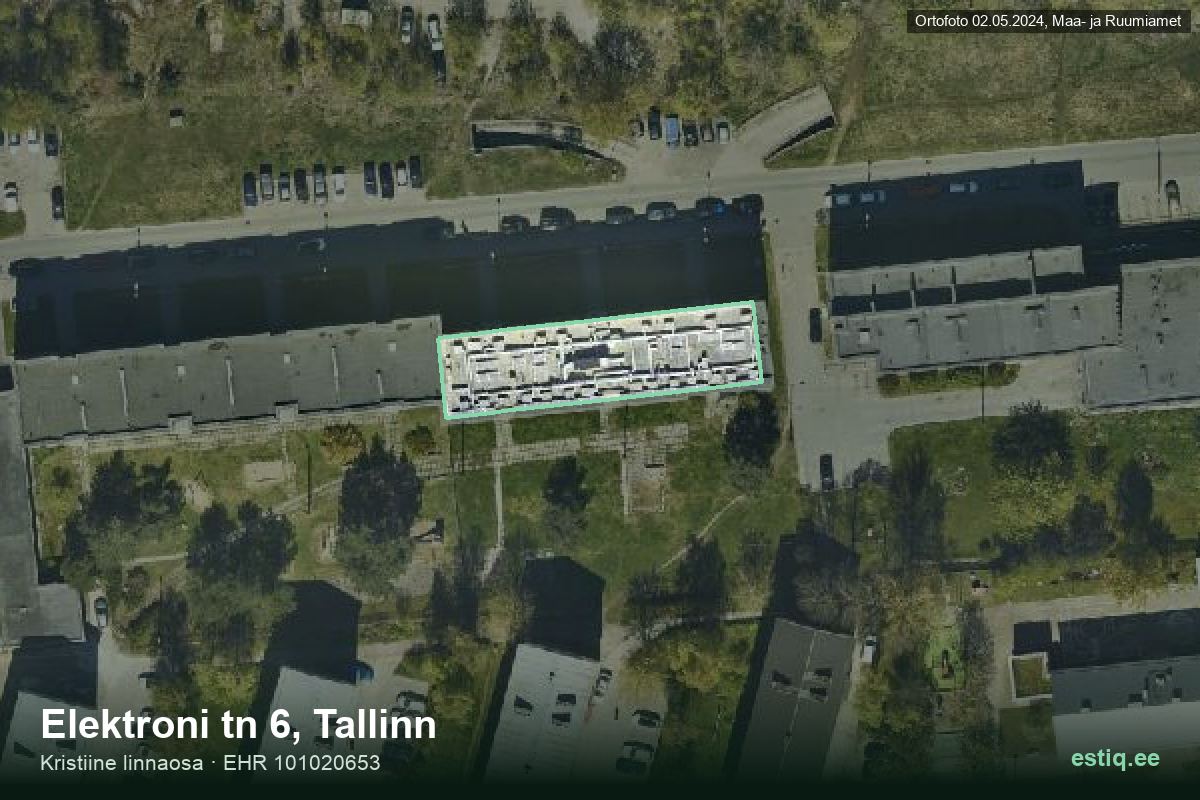 Elektroni tänav 6, Tallinn – hoone aerofoto, kontuur ehitisregistri (EHR) andmetest