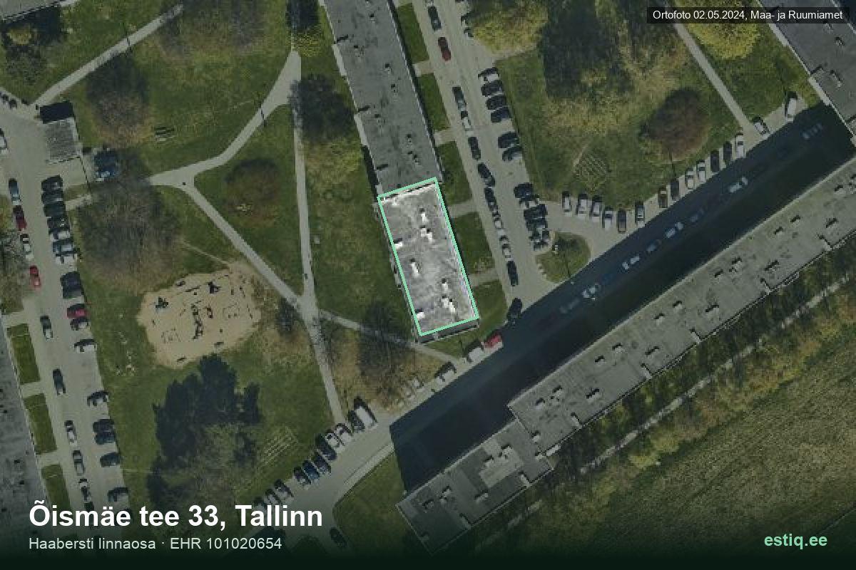 Õismäe tee 33, Tallinn – ilmakuva rakennuksesta, ääriviiva rakennusrekisteristä (EHR)