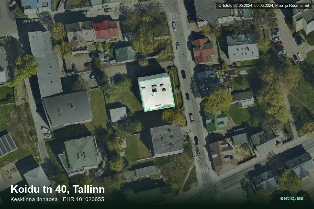 Koidu tänav 40, Tallinn – hoone aerofoto, kontuur ehitisregistri (EHR) andmetest
