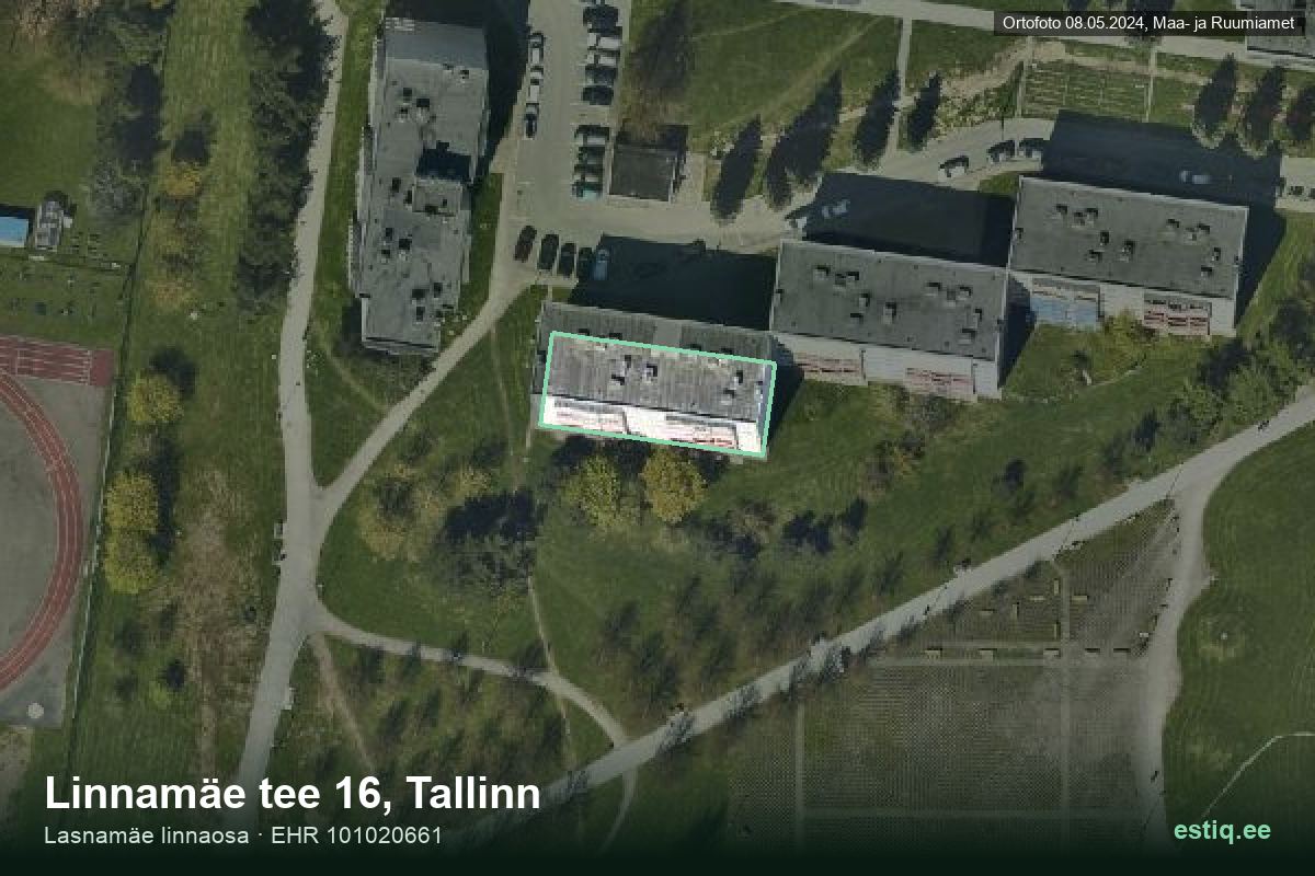 Linnamäe tee 16, Tallinn – hoone aerofoto, kontuur ehitisregistri (EHR) andmetest