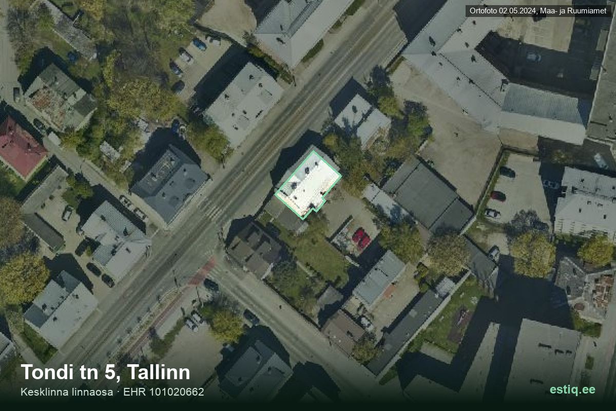 Tondi tänav 5, Tallinn – hoone aerofoto, kontuur ehitisregistri (EHR) andmetest