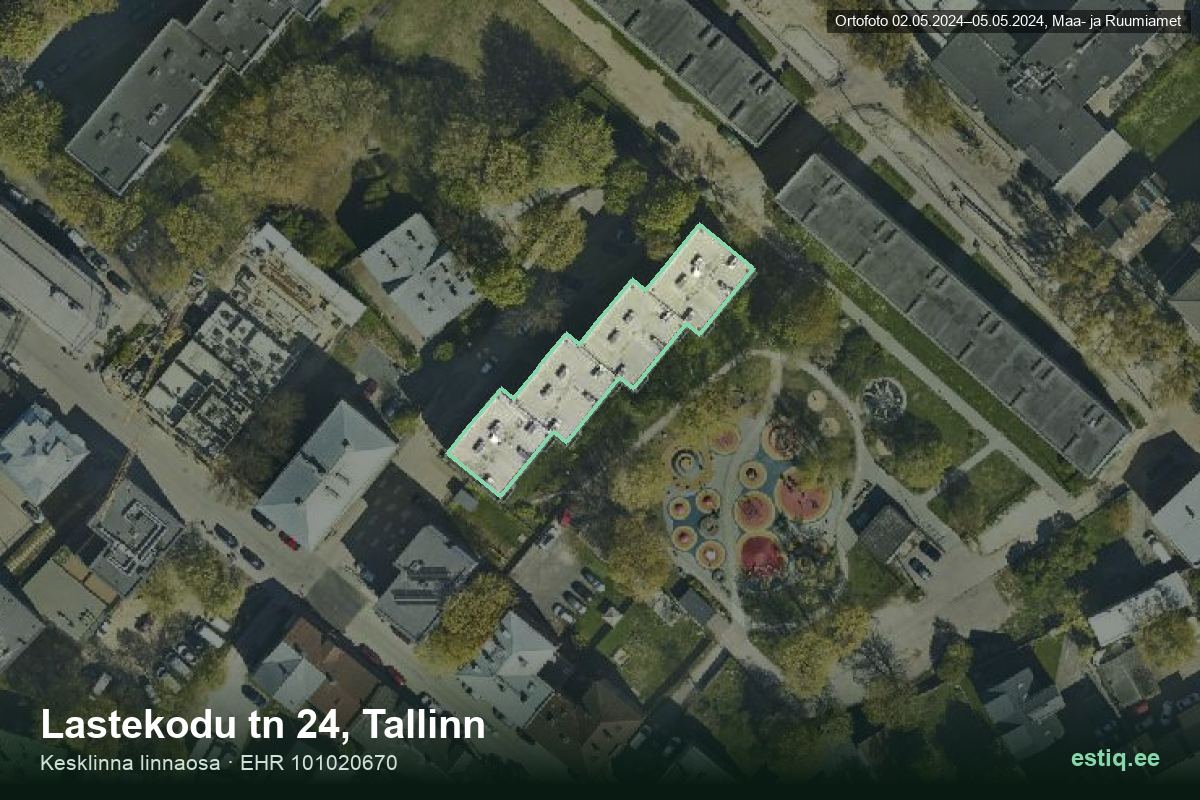 Lastekodu tänav 24, Tallinn – aerial photo of the building, outline from the Building Register (EHR)