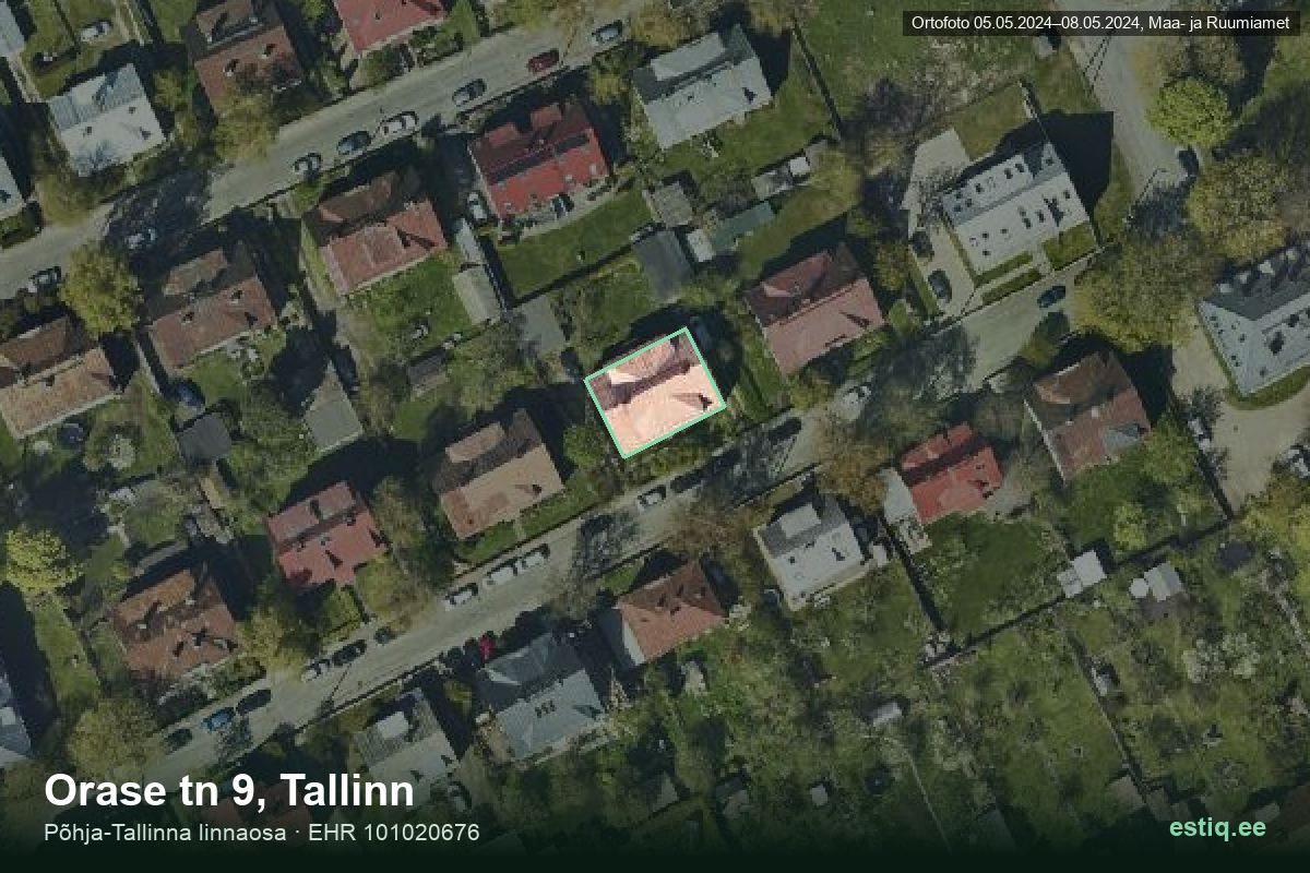 Orase tänav 9, Tallinn – hoone aerofoto, kontuur ehitisregistri (EHR) andmetest