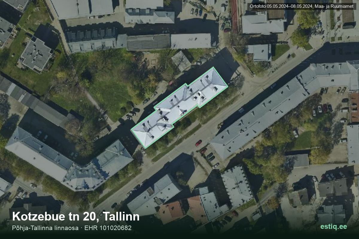 Kotzebue tänav 20, Tallinn – aerial photo of the building, outline from the Building Register (EHR)