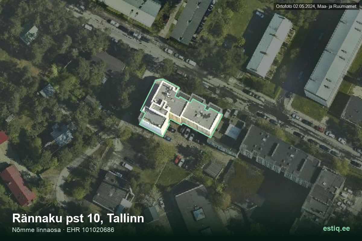 Rännaku pst 10, Tallinn – hoone aerofoto, kontuur ehitisregistri (EHR) andmetest
