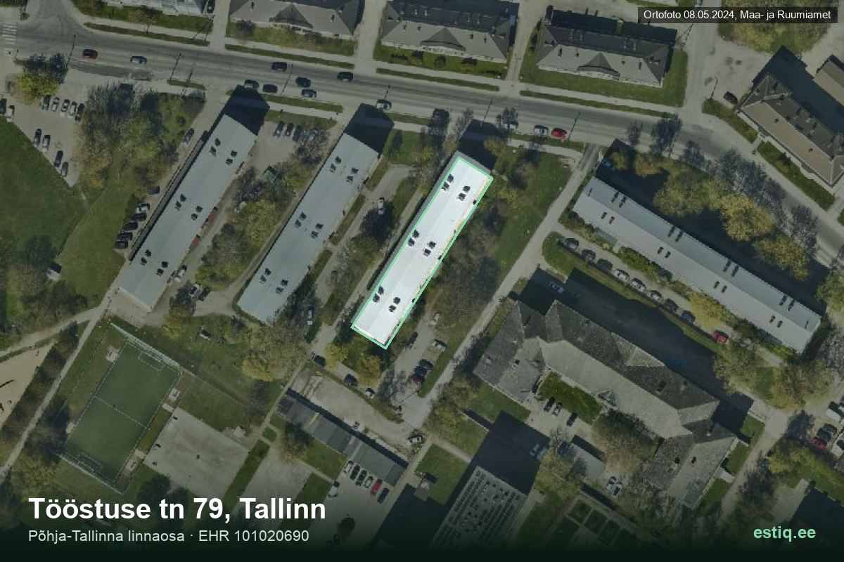 Tööstuse tänav 79, Tallinn – hoone aerofoto, kontuur ehitisregistri (EHR) andmetest