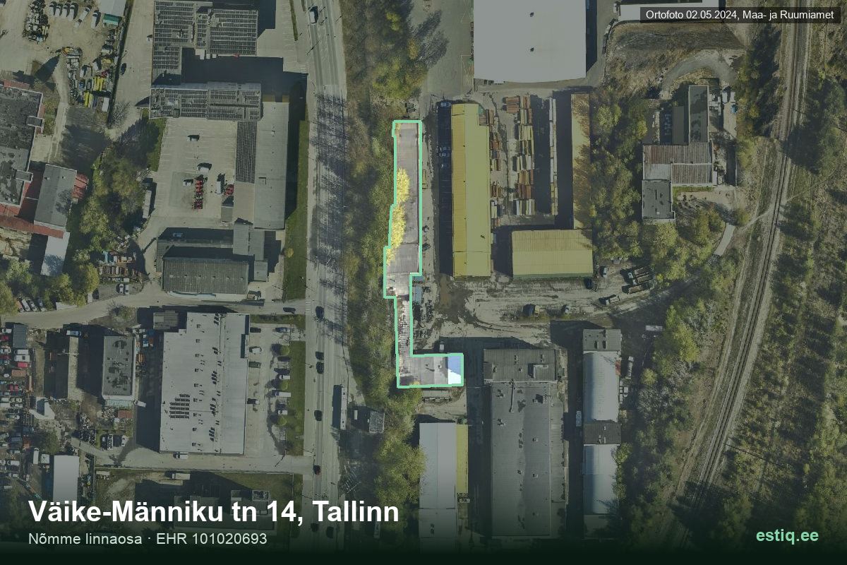 Väike-Männiku tn 14, Tallinn – ilmakuva rakennuksesta, ääriviiva rakennusrekisteristä (EHR)