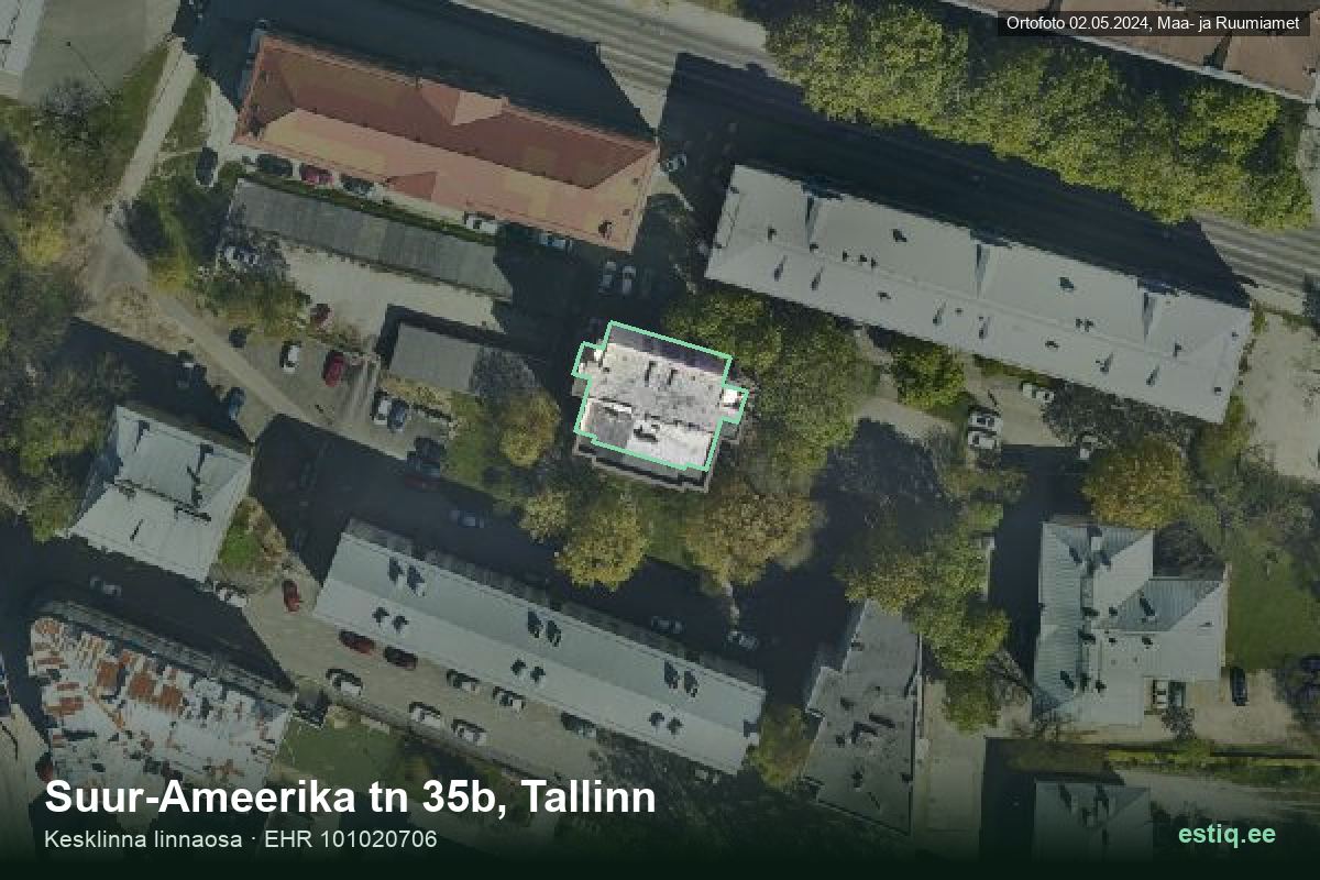 Suur-Ameerika tänav 35b, Tallinn – aerial photo of the building, outline from the Building Register (EHR)