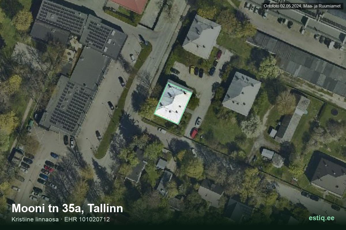 Mooni tänav 35a, Tallinn – aerial photo of the building, outline from the Building Register (EHR)