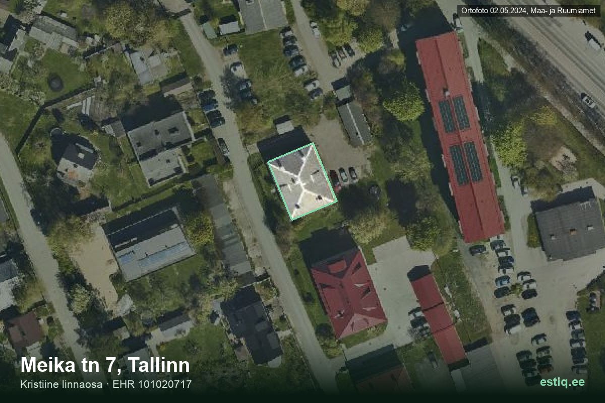 Meika tänav 7, Tallinn – aerial photo of the building, outline from the Building Register (EHR)
