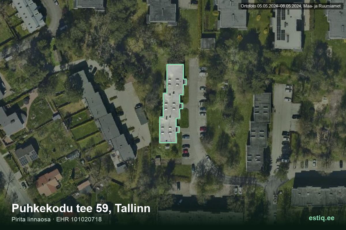 Puhkekodu tee 59, Tallinn – ilmakuva rakennuksesta, ääriviiva rakennusrekisteristä (EHR)