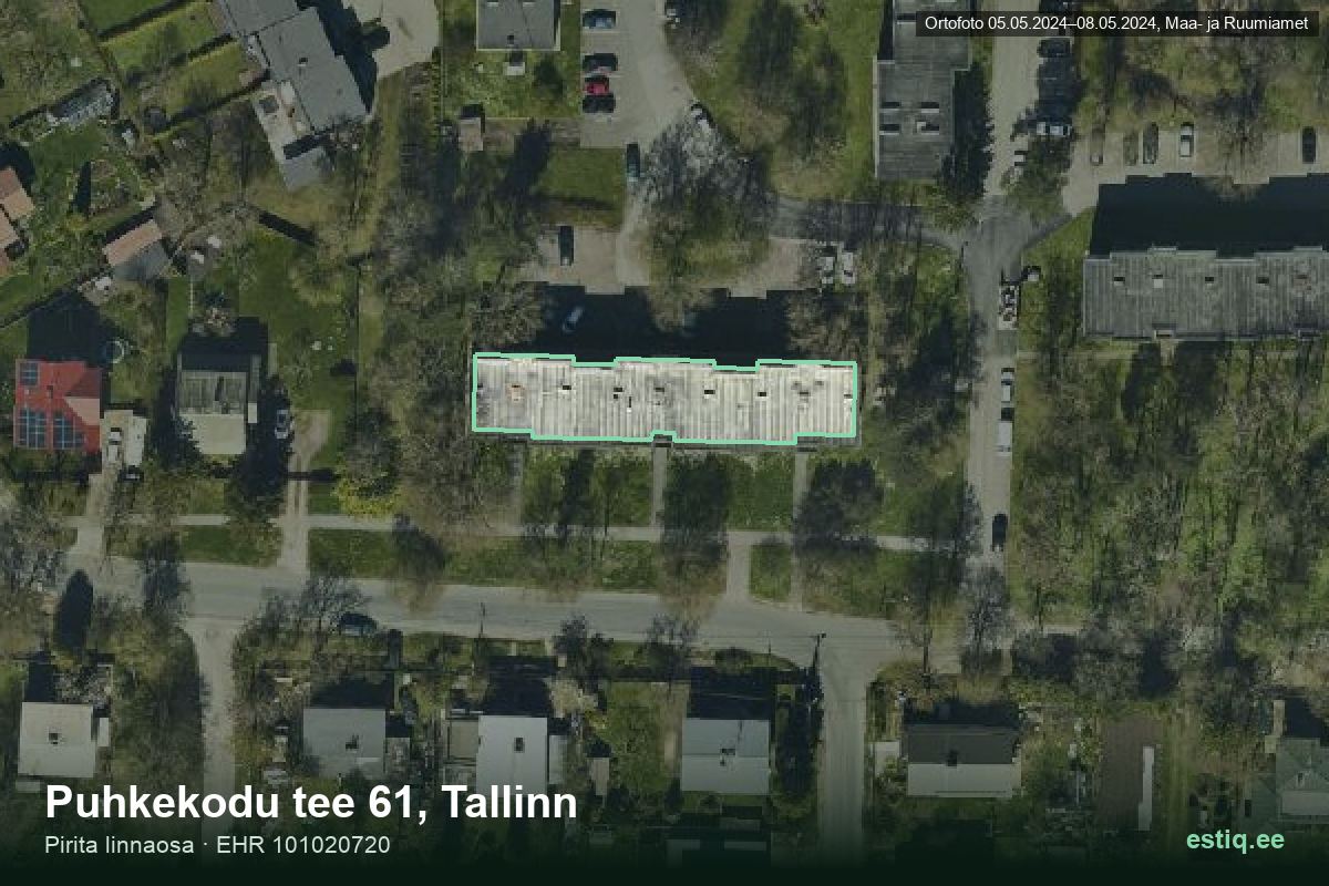 Puhkekodu tee 61, Tallinn – ilmakuva rakennuksesta, ääriviiva rakennusrekisteristä (EHR)